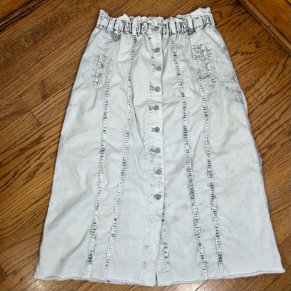 Wash Lab | Sally Button Front Skirt Grey Wash Midi Denim Size 31 - Picture 3 of 11